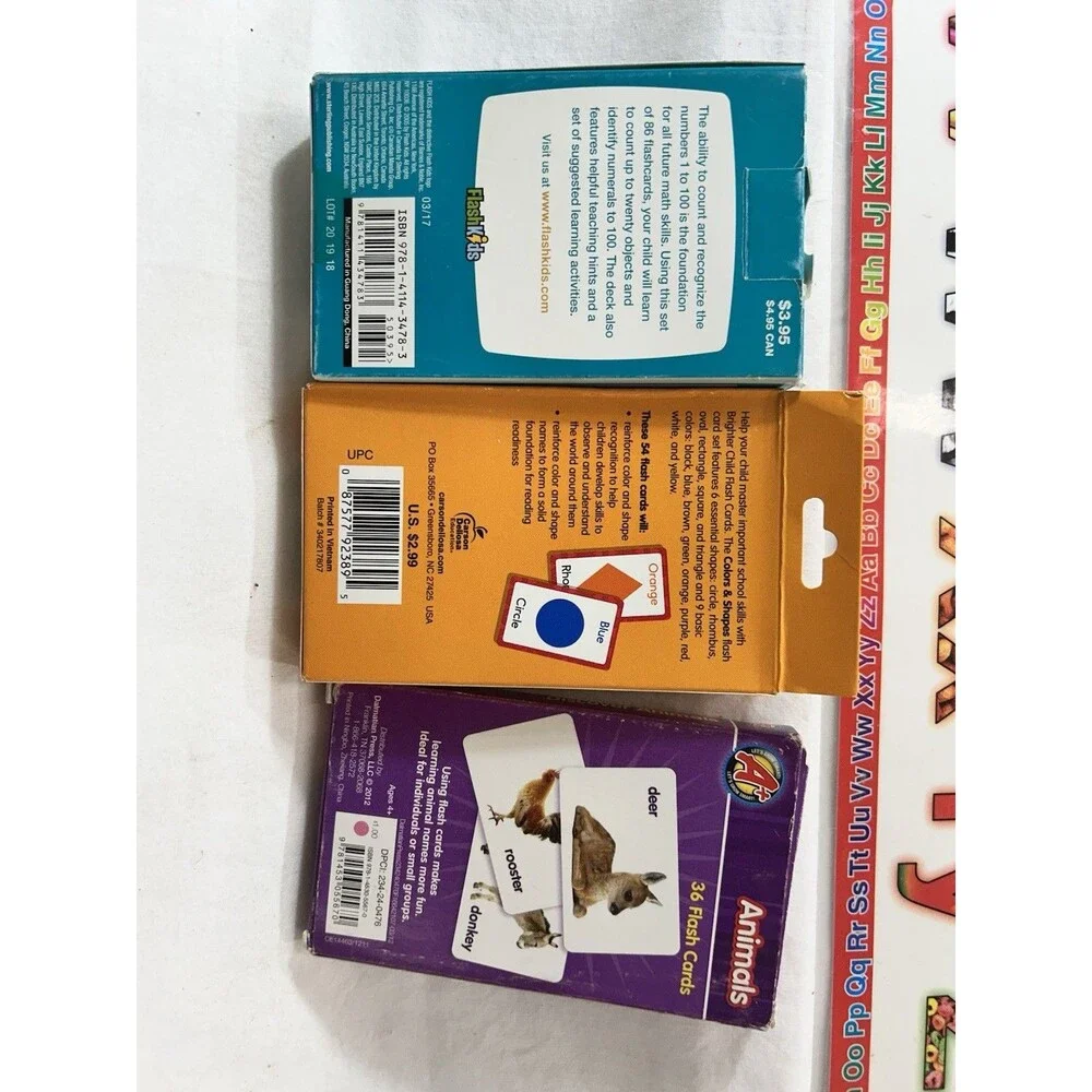 Lot of Educational Flash Cards Colors Animals Shapes Counting Mats Kids Learning